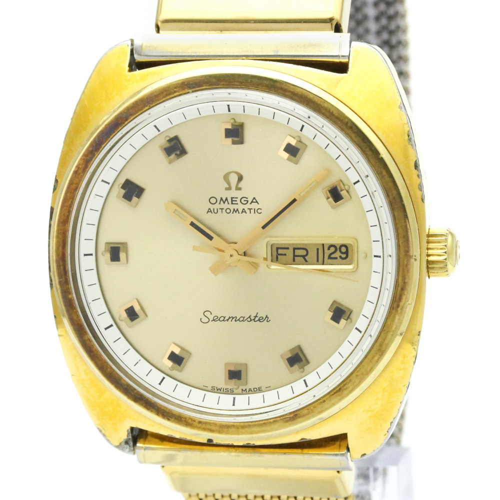 OMEGA Seamaster Day Date Cal 752 Gold Plated Automatic Watch 166.064 Vintage